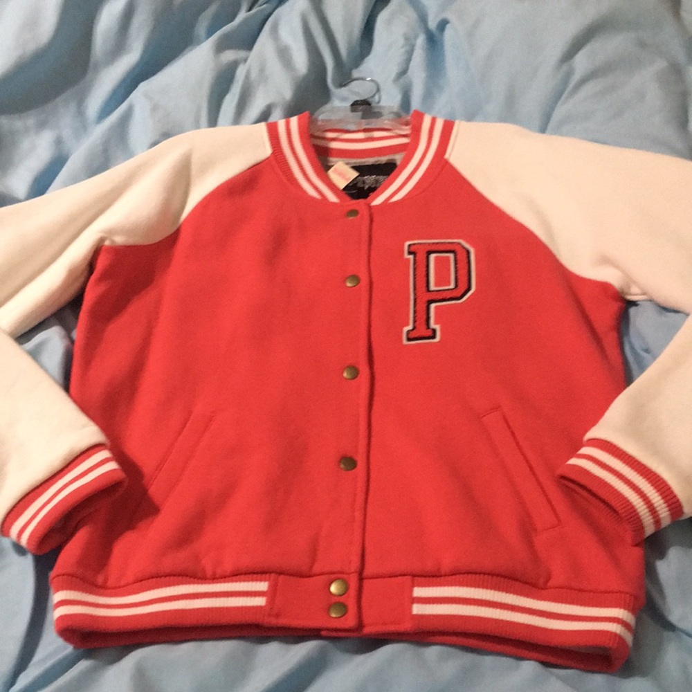 Pink Victoria’s Secret bomber coat varsity jacket rare vintage L new gift